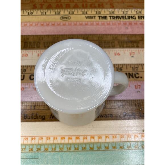 Fire King Ivory D Handle Flat Bottom Coffee Mug White Lot Of 2 Mismatched - Picture 5 of 12